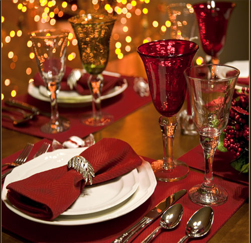 picture of red table setting
